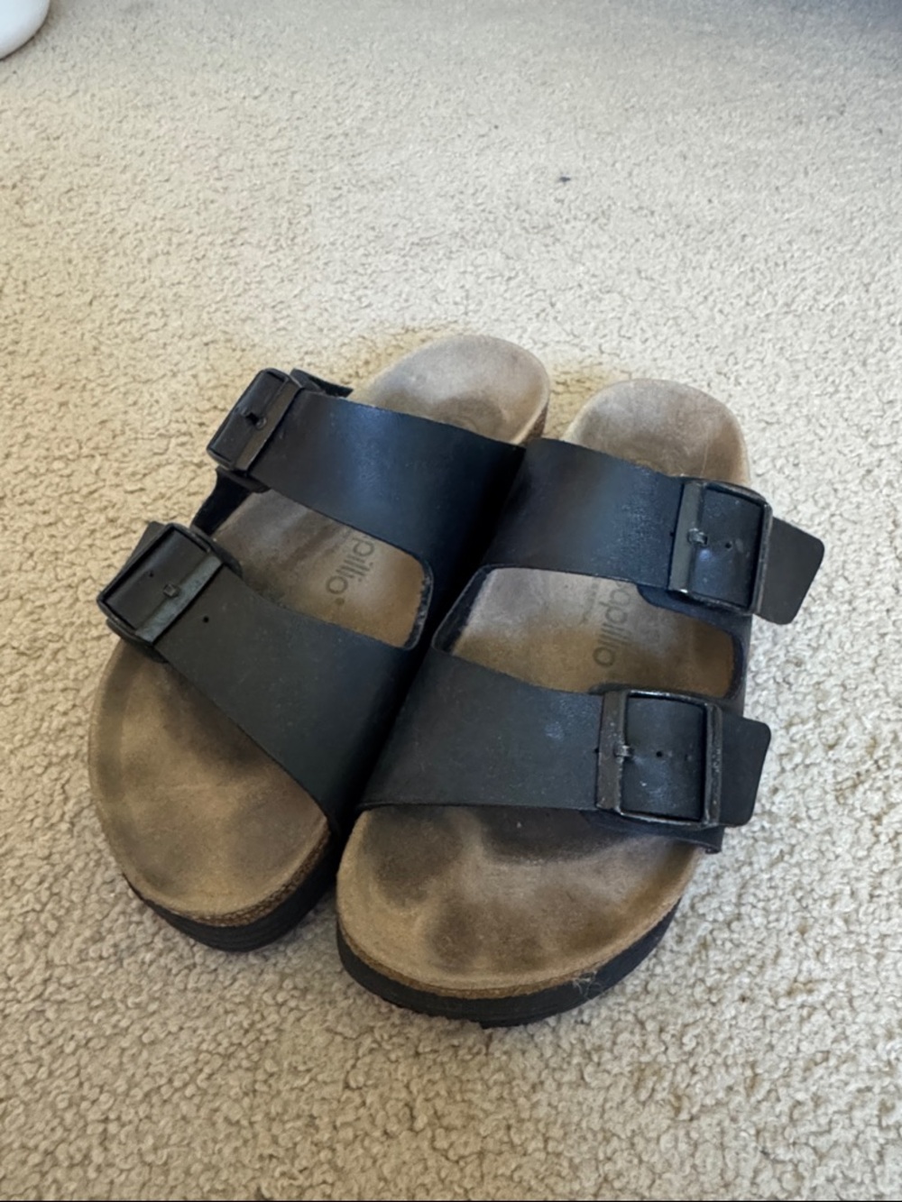 Papillio Black Double-Buckle Slide Sandals